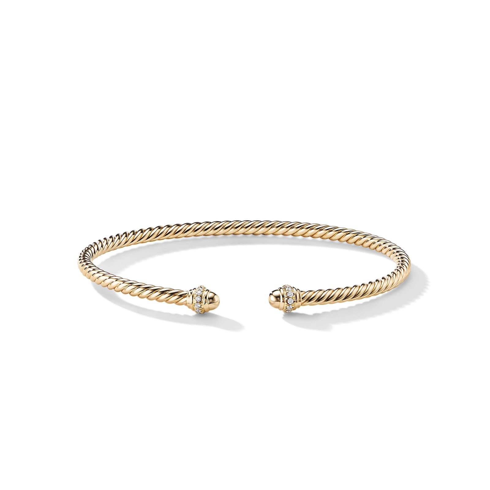 Classic Cablespira® Bracelet in 18ct Yellow Gold with Diamonds, 3mm - Medium