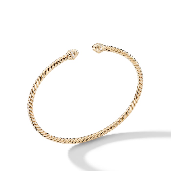 David Yurman Classic Cablespira® Bracelet in 18ct Yellow Gold with Diamonds, 3mm