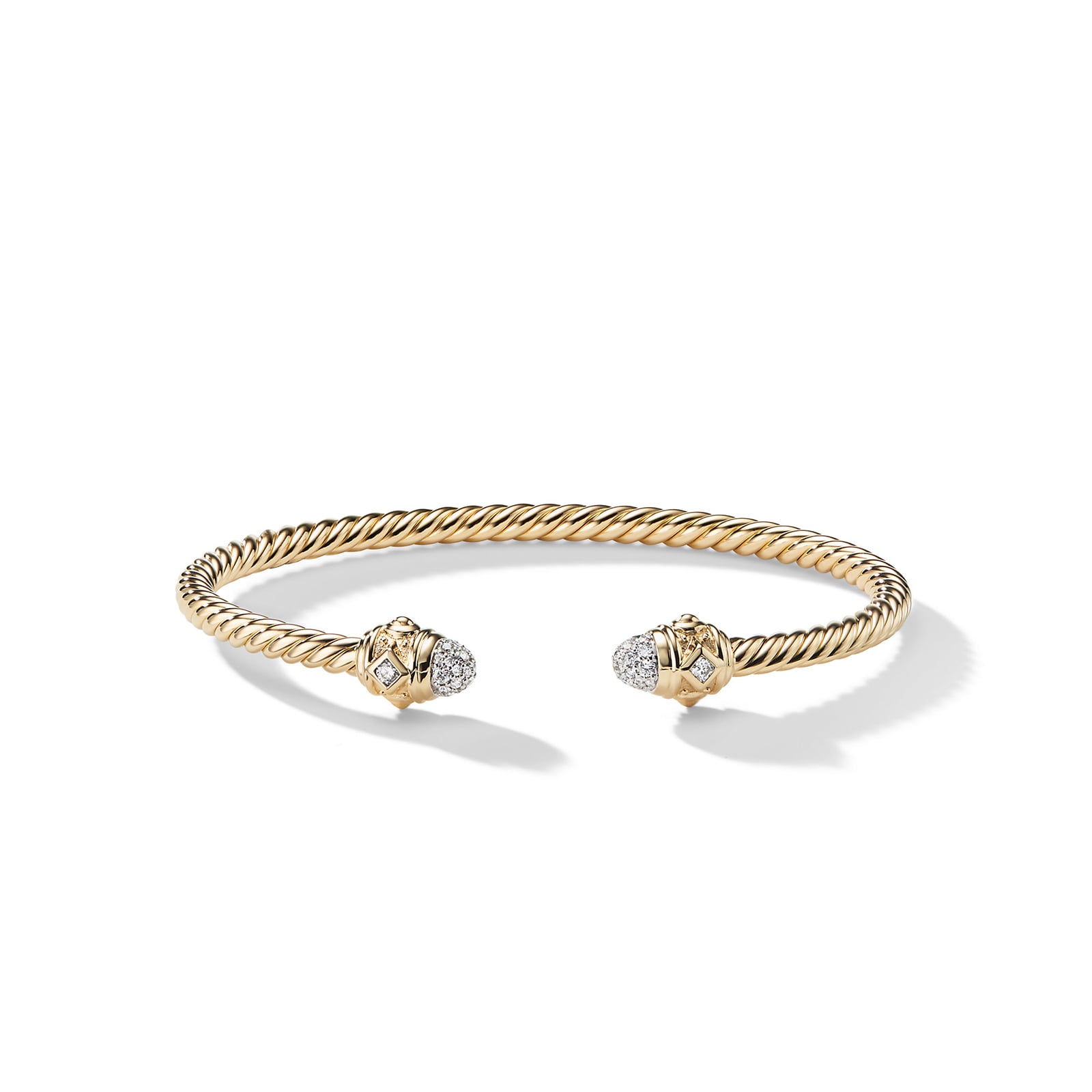 David Yurman Renaissance® Cablespira Bracelet in 18ct Yellow Gold with Diamonds, 3.5mm