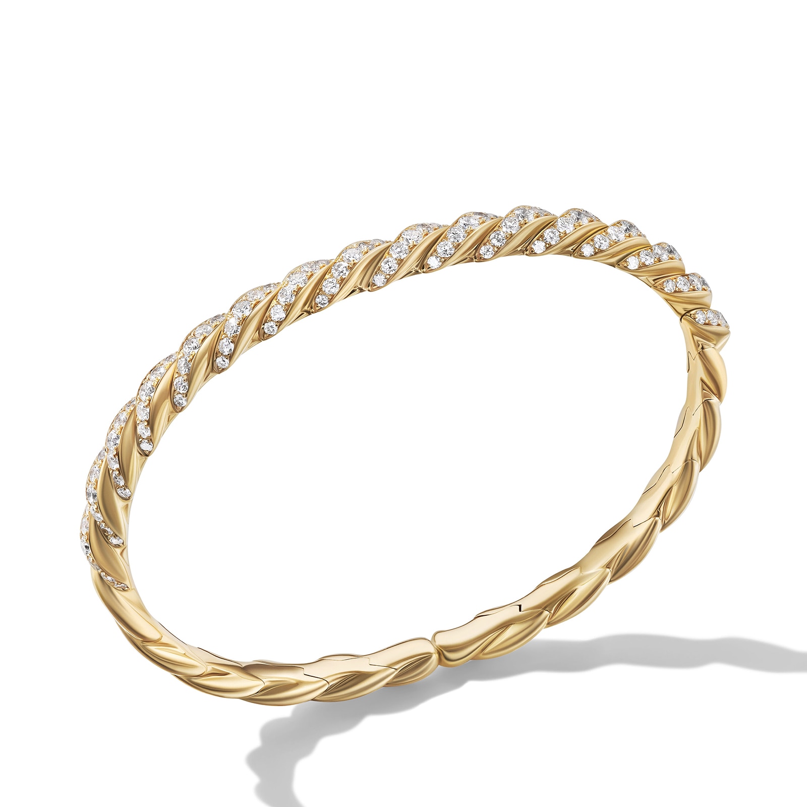 David Yurman Sculpted Cable Flex Bracelet in 18ct Yellow Gold with Diamonds, 5mm