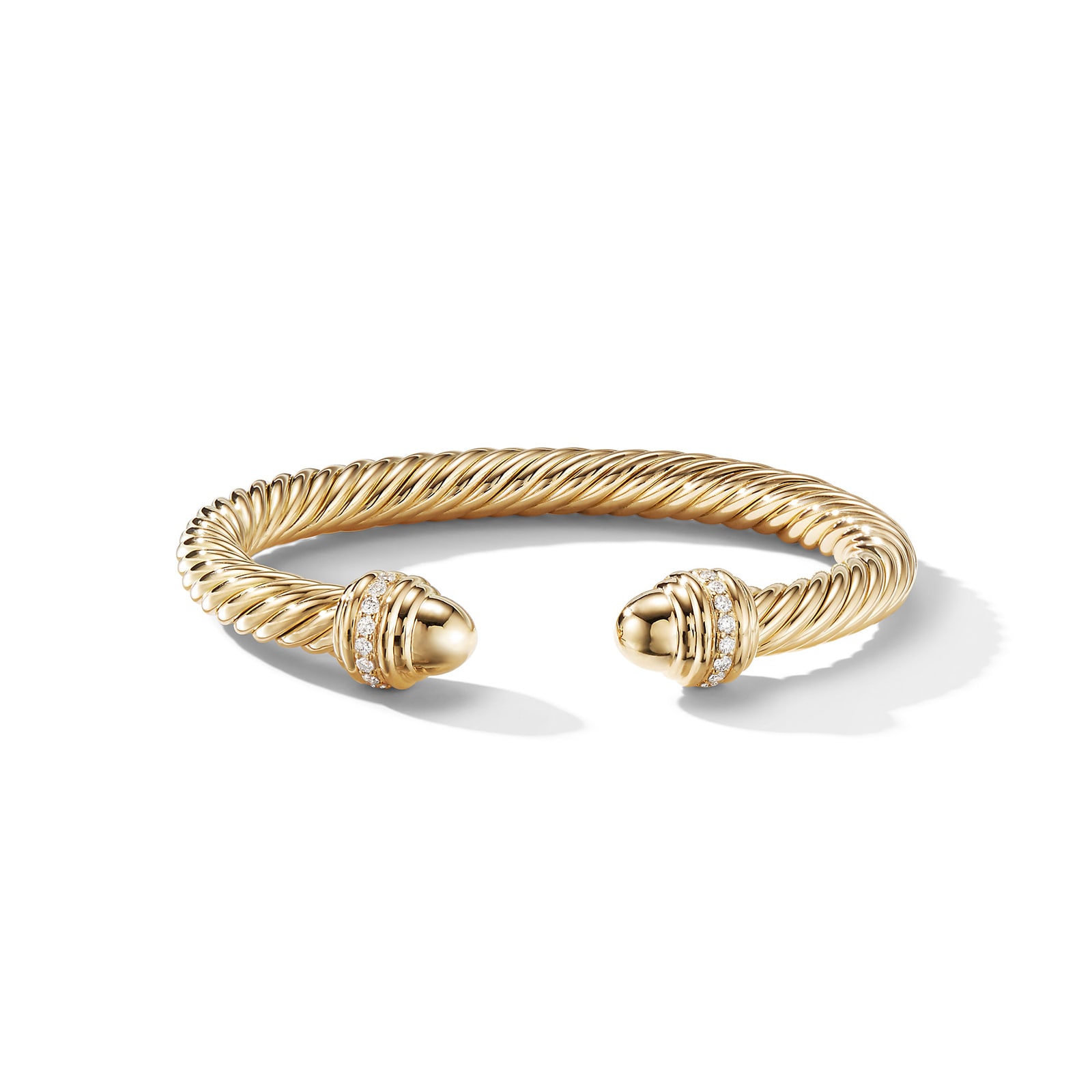 Classic Cablespira® Bracelet in 18ct Yellow Gold with Gold Domes and Diamonds, 7mm - Medium