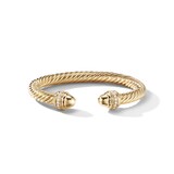 David Yurman Classic Cablespira® Bracelet in 18ct Yellow Gold with Gold Domes and Diamonds, 7mm