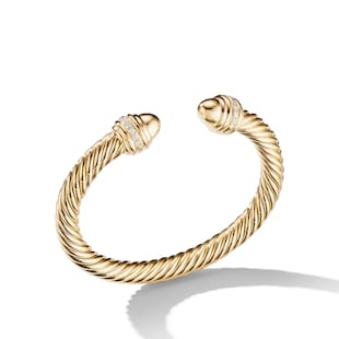 David Yurman Classic Cablespira® Bracelet in 18ct Yellow Gold with Gold Domes and Diamonds, 7mm