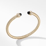 David Yurman Classic Cablespira® Bracelet in 18ct Yellow Gold with Black Onyx and Diamonds, 5mm