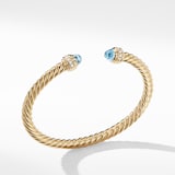 David Yurman Classic Cablespira® Bracelet in 18ct Yellow Gold with Blue Topaz and Diamonds, 5mm
