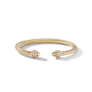 David Yurman Classic Cablespira® Bracelet in 18ct Yellow Gold with Gold Domes and Diamonds, 5mm