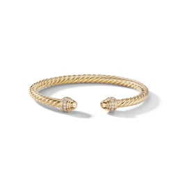 37900151420 - Classic Cablespira® Bracelet in 18ct Yellow Gold with Gold Domes and Diamonds - Size Medium