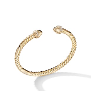 David Yurman Classic Cablespira® Bracelet in 18ct Yellow Gold with Gold Domes and Diamonds, 5mm