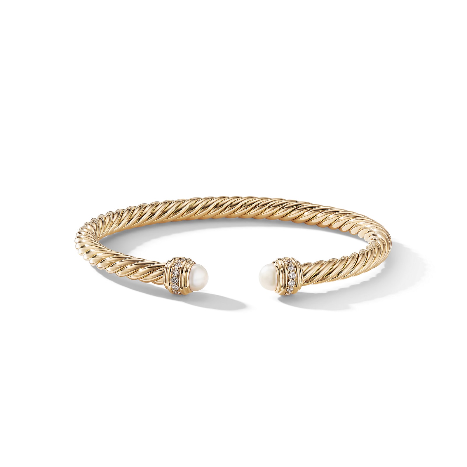 David Yurman Classic Cablespira® Bracelet in 18ct Yellow Gold with Pearls and Diamonds, 5mm