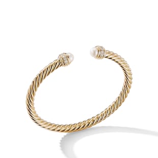 David Yurman Classic Cablespira® Bracelet in 18ct Yellow Gold with Pearls and Diamonds, 5mm