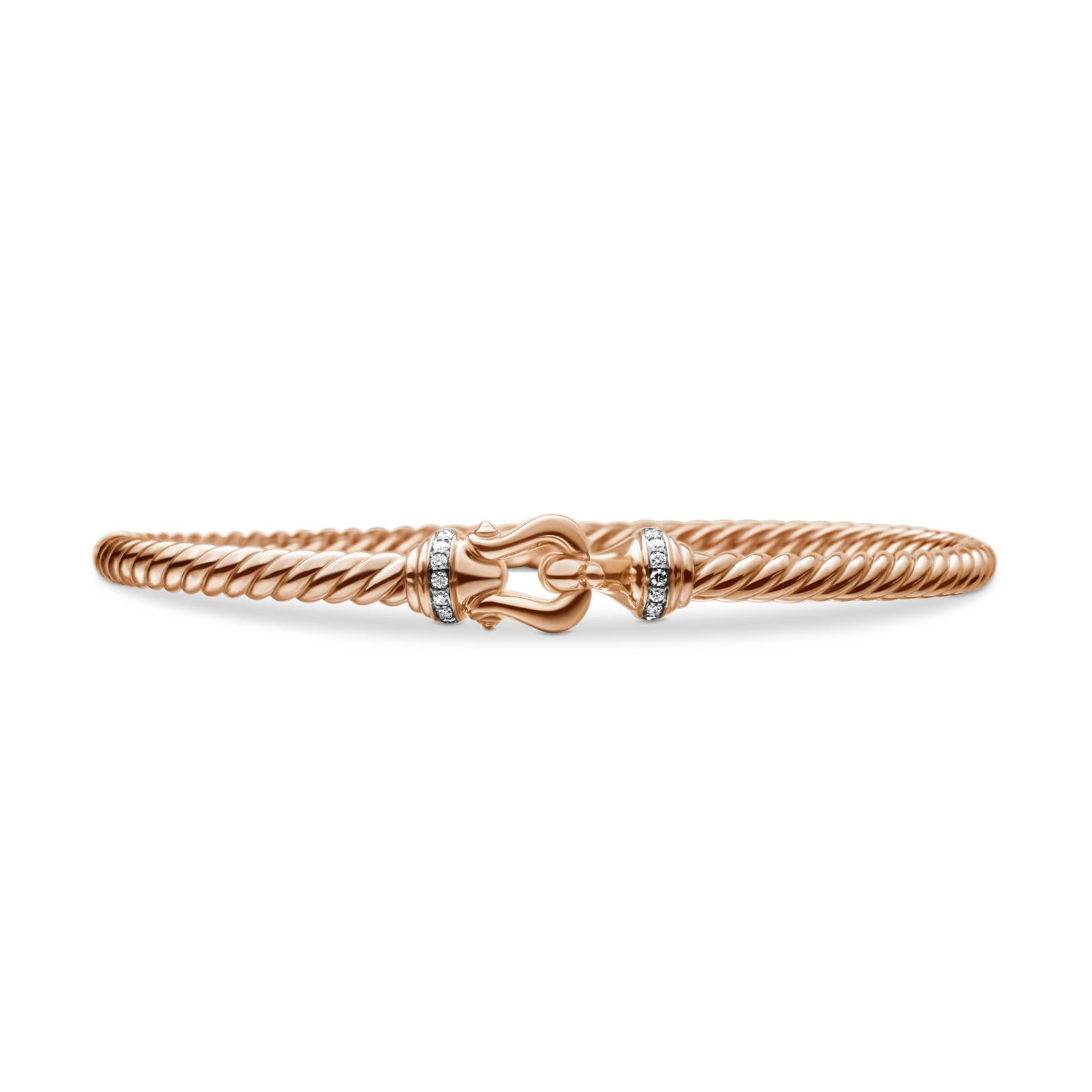 David Yurman Buckle Cablespira® Bracelet in 18ct Rose Gold with Diamonds, 3.5mm