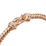 David Yurman Buckle Cablespira® Bracelet in 18ct Rose Gold with Diamonds - Size Medium