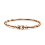 David Yurman Buckle Cablespira® Bracelet in 18ct Rose Gold with Diamonds - Size Medium