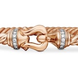 David Yurman Buckle Cablespira® Bracelet in 18ct Rose Gold with Diamonds - Size Medium
