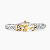 David Yurman Buckle Classic Cable Bracelet in Sterling Silver with 18ct Yellow Gold and Rhodolite Garnets - Size Large