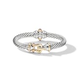 David Yurman Buckle Classic Cable Bracelet in Sterling Silver with 18ct Yellow Gold and Rhodolite Garnets - Size Large