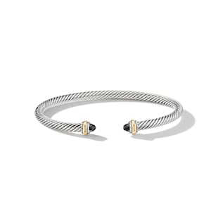 David Yurman Classic Cable Bracelet in Sterling Silver with 18ct Yellow Gold and Black Onyx, 4mm