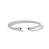 David Yurman Classic Cable Bracelet in Sterling Silver with 18ct Yellow Gold and Black Onyx - Size Large