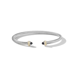 37900159430 - Classic Cable Bracelet in Sterling Silver with 18ct Yellow Gold and Black Onyx - Size Large