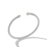 David Yurman Classic Cable Bracelet in Sterling Silver with 18ct Yellow Gold and Pearls, 4mm