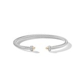David Yurman Classic Cable Bracelet in Sterling Silver with 18ct Yellow Gold Domes and Diamonds, 4mm