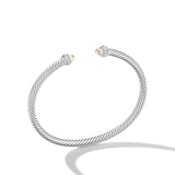 David Yurman Classic Cable Bracelet in Sterling Silver with 18ct Yellow Gold Domes and Diamonds, 4mm