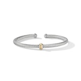 David Yurman Classic Cable Station Bracelet in Sterling Silver with 18ct Yellow Gold - Size Medium
