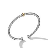 David Yurman Classic Cable Station Bracelet in Sterling Silver with 18ct Yellow Gold - Size Medium