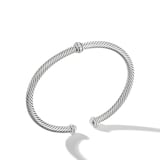 David Yurman Classic Cable Station Bracelet in Sterling Silver with Diamonds, 4mm