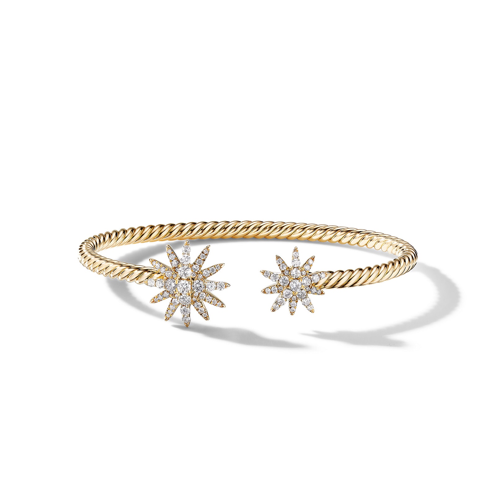 Starburst Cable Bracelet in 18ct Yellow Gold with Diamonds - Size Medium