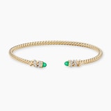 David Yurman Petite Helena Cablespira® Bracelet in 18ct Yellow Gold with Emeralds and Diamonds, 3mm