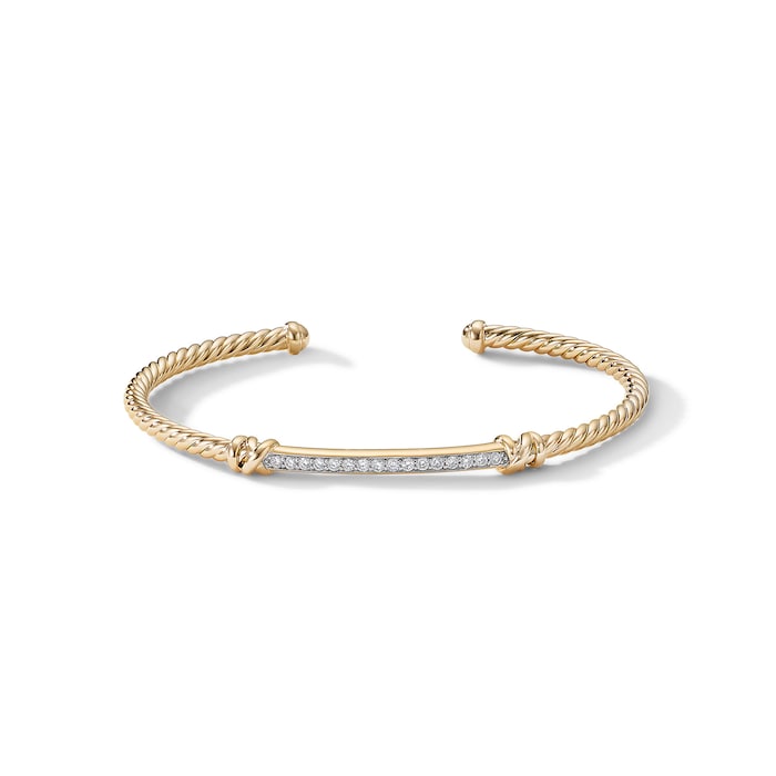 David Yurman Petite Helena Cablespira® Station Bracelet in 18ct Yellow Gold with Diamonds, 3mm