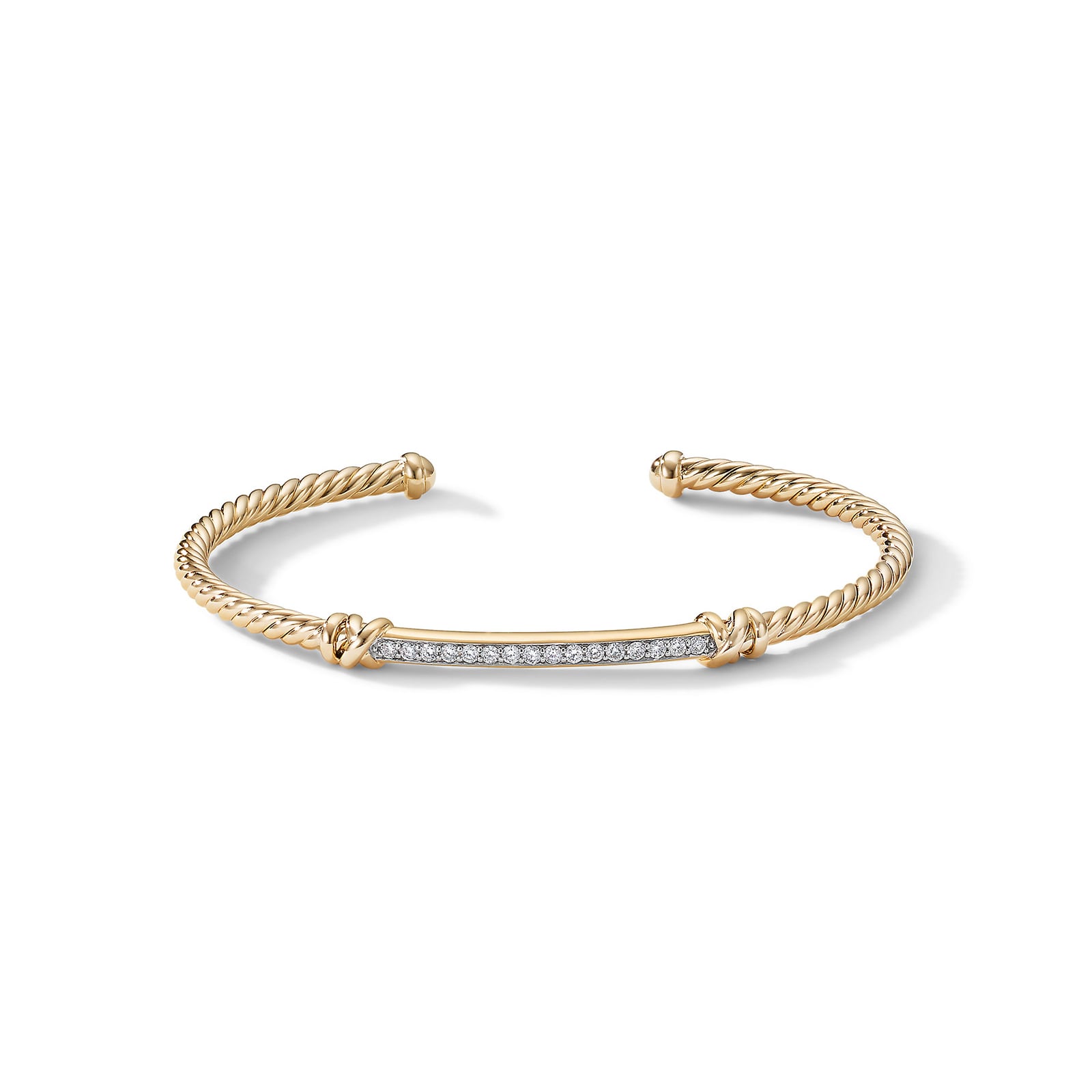 David Yurman Petite Helena Cablespira® Station Bracelet in 18ct Yellow Gold with Diamonds, 3mm