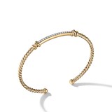 David Yurman Petite Helena Cablespira® Station Bracelet in 18ct Yellow Gold with Diamonds, 3mm