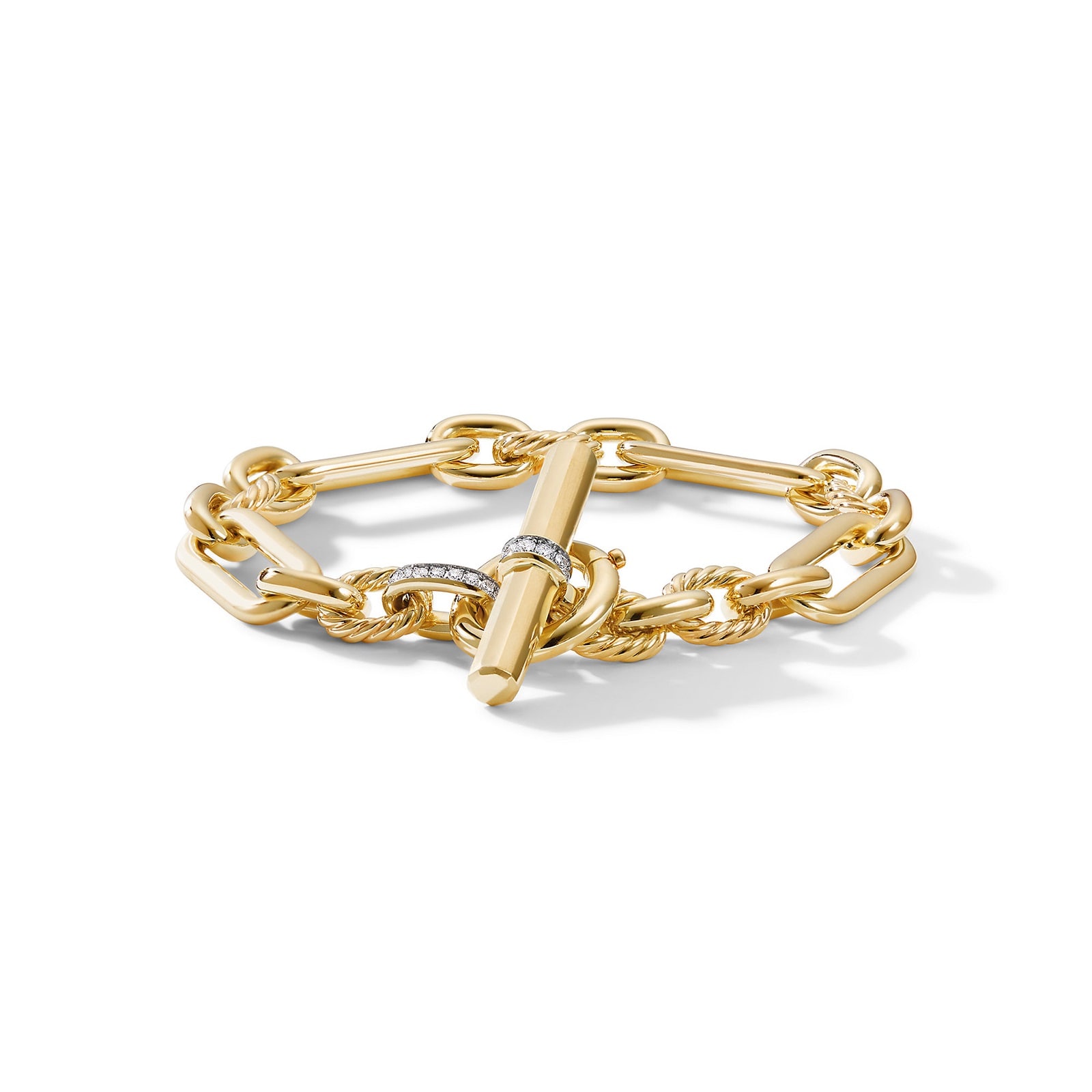 David Yurman Lexington Chain Bracelet in 18ct Yellow Gold with Diamonds, 9.8mm