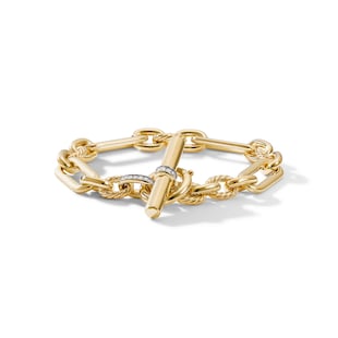 David Yurman Lexington Chain Bracelet in 18ct Yellow Gold with Diamonds, 9.8mm