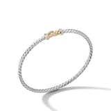 David Yurman Buckle Classic Cable Bracelet in Sterling Silver with 18ct Yellow Gold and Diamonds, 3mm