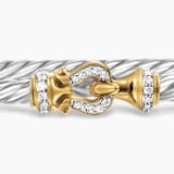 David Yurman Buckle Classic Cable Bracelet in Sterling Silver with 18ct Yellow Gold and Diamonds, 3mm