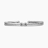 David Yurman Petite X Center Station Bracelet in Sterling Silver with Diamonds, 5.2mm