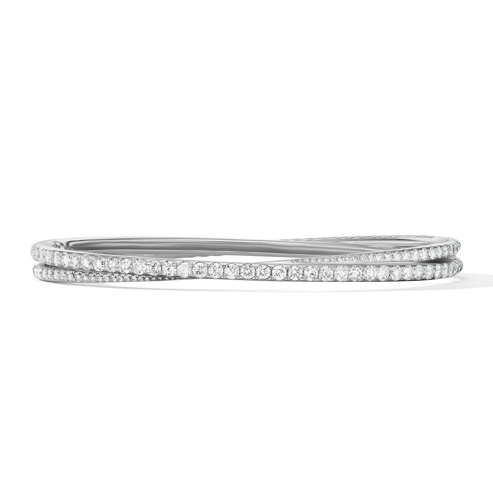 Pavé Crossover Two Row Bracelet in 18ct Yellow Gold with Diamonds, 5.5mm - Medium