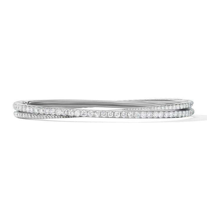 David Yurman Pavé Crossover Two Row Bracelet in 18ct Yellow Gold with Diamonds, 5.5mm