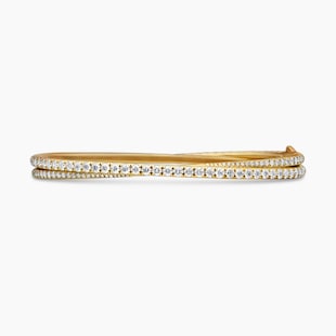 David Yurman Pavé Crossover Two Row Bracelet in 18ct Yellow Gold with Diamonds, 5.5mm