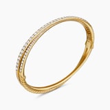 David Yurman Pavé Crossover Two Row Bracelet in 18ct Yellow Gold with Diamonds, 5.5mm