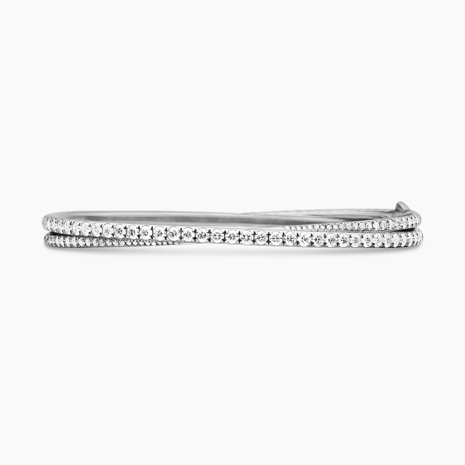 Pavé Crossover Two Row Bracelet in 18K White Gold with Diamonds - Size Medium