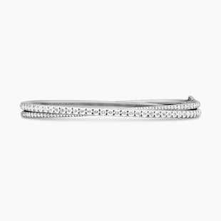 David Yurman Pavé Crossover Two Row Bracelet in 18ct White Gold with Diamonds, 5.5mm