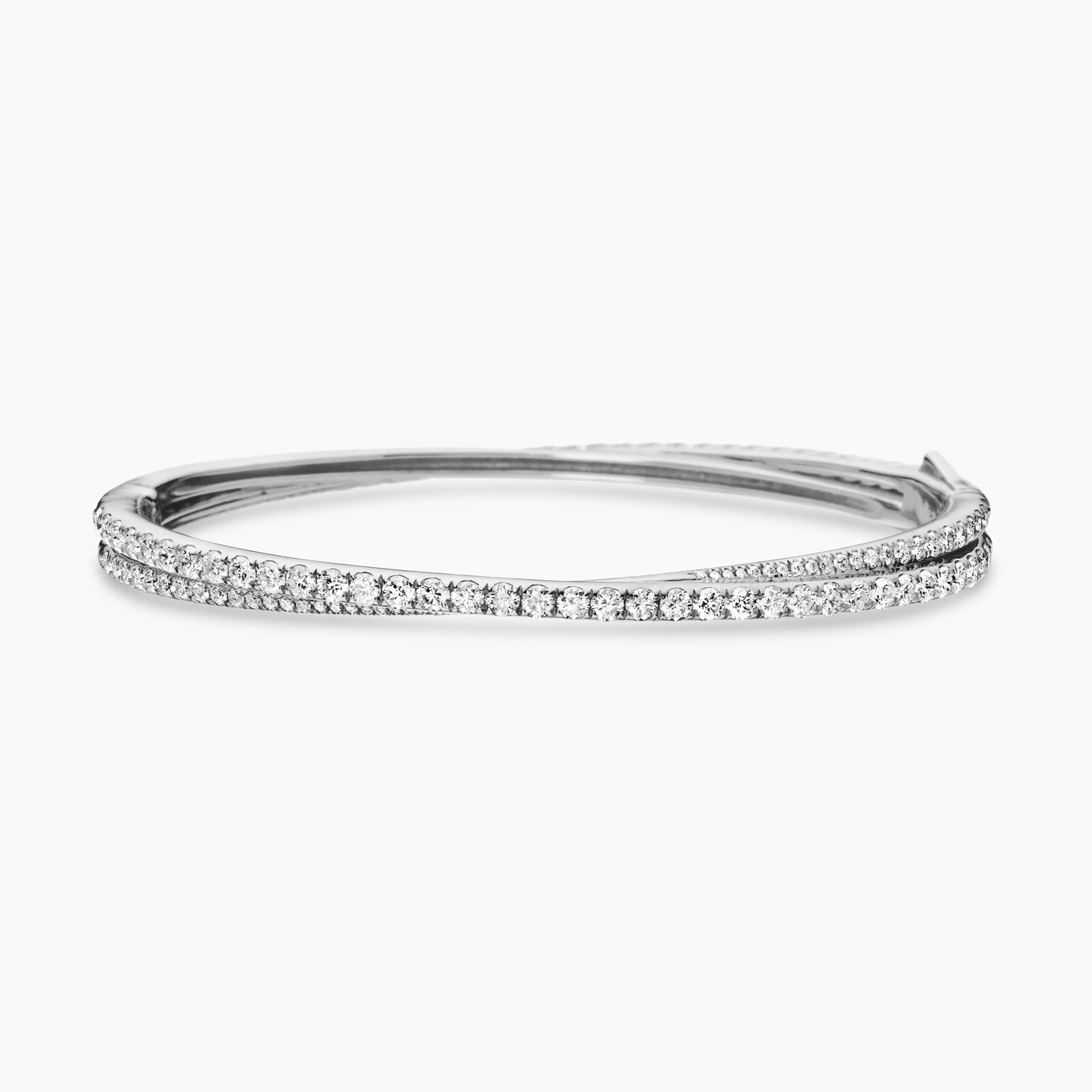David Yurman Pavé Crossover Two Row Bracelet in 18ct White Gold with Diamonds, 5.5mm David Yurman Pavé Crossover Two Row Bracelet in 18ct White Gold with Diamonds, 5.5mm