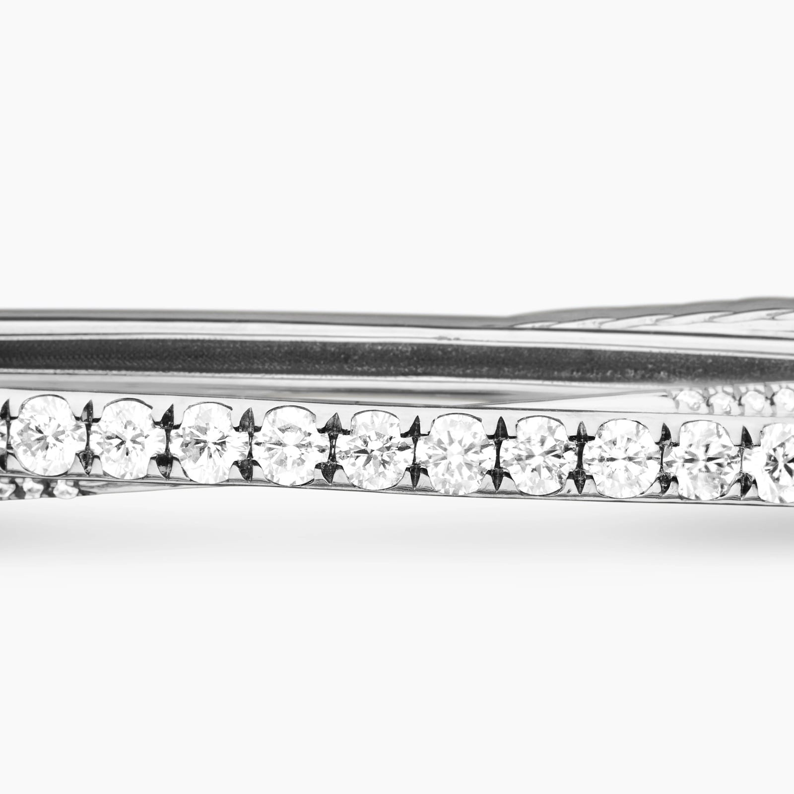David Yurman Pavé Crossover Two Row Bracelet in 18ct White Gold with Diamonds, 5.5mm David Yurman Pavé Crossover Two Row Bracelet in 18ct White Gold with Diamonds, 5.5mm