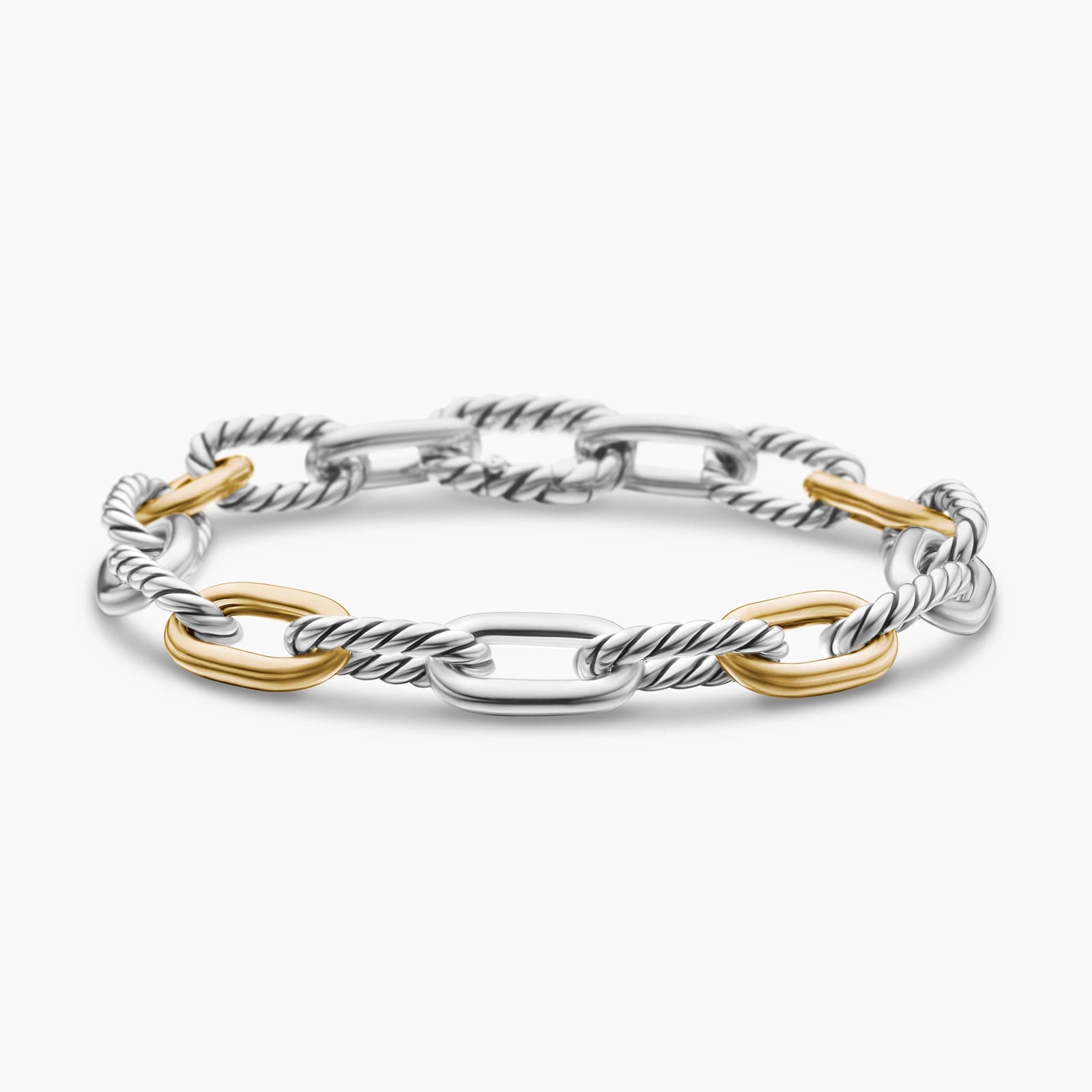 DY Madison® Chain Bracelet in Sterling Silver with 18ct Yellow Gold, 8.5mm - Medium