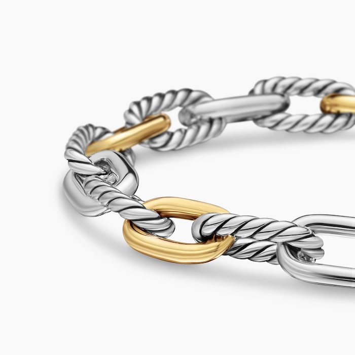 David Yurman DY Madison® Chain Bracelet in Sterling Silver with 18ct Yellow Gold, 8.5mm