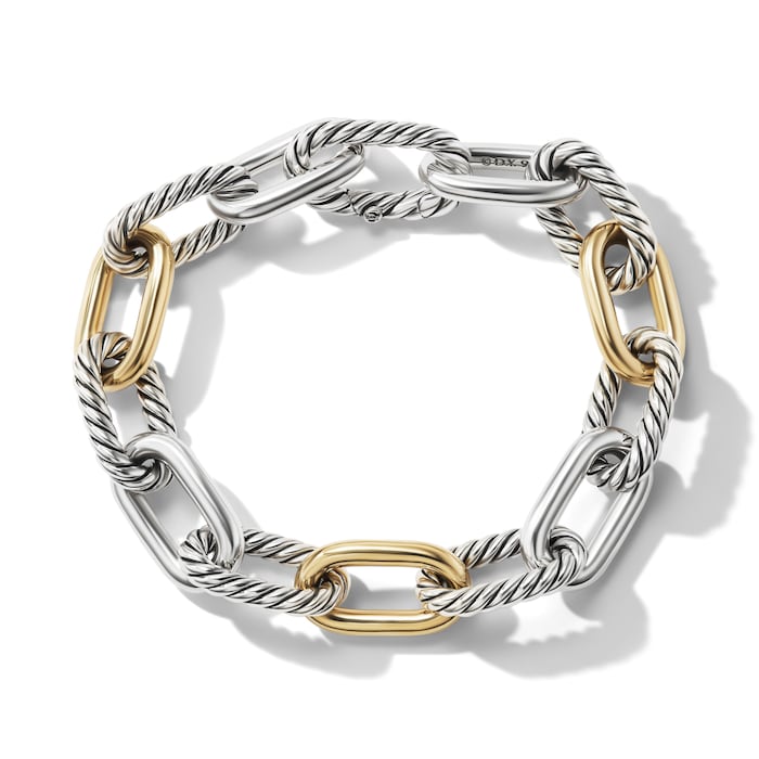 David Yurman DY Madison® Chain Bracelet in Sterling Silver with 18ct Yellow Gold, 11mm